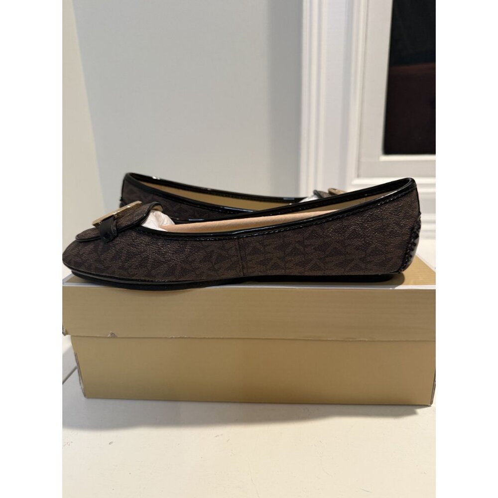 NWB Michael Kors Lillie Logo Moccasin Flats Brown Size 8 $115 [jb] - Picture 12 of 16